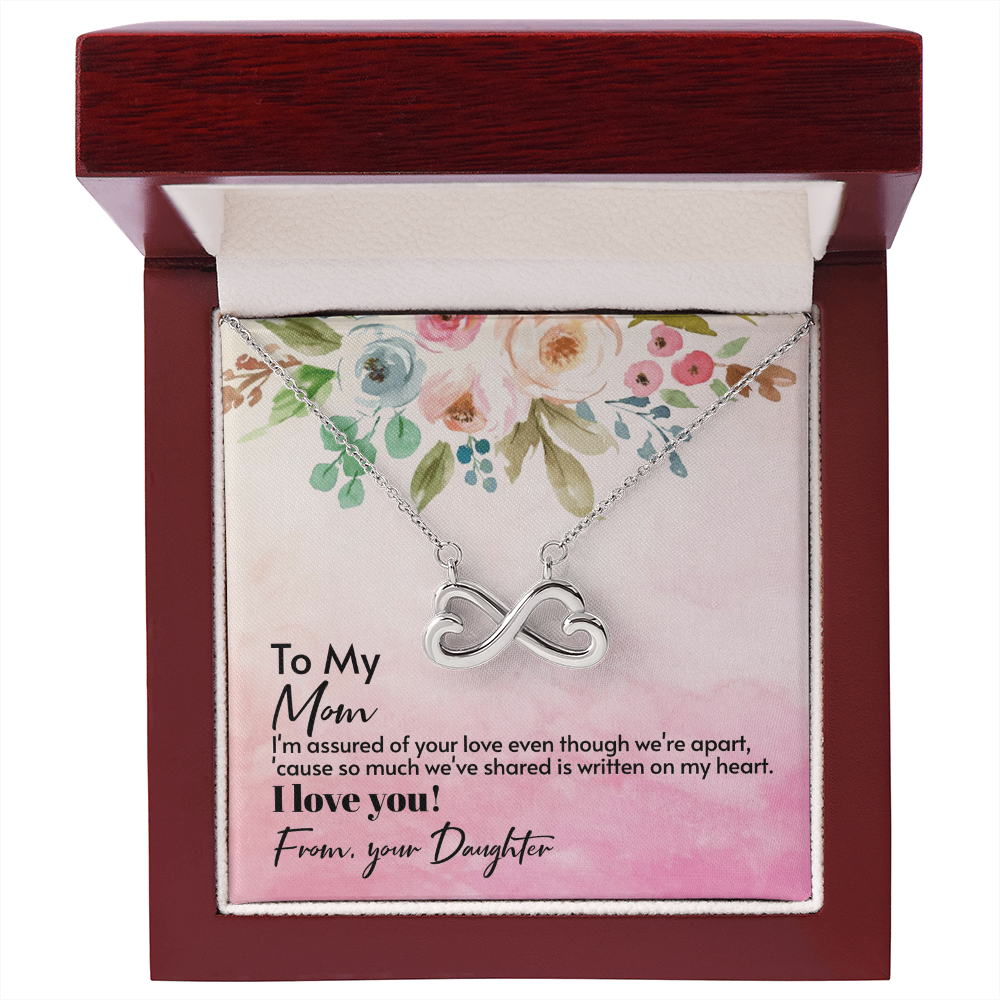 Mom Infinity Heart Necklace Endless Love Gift from Daughter, Gold Finish Sentimental Jewelry for Mother