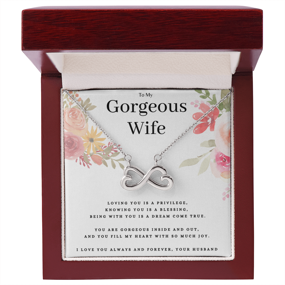 Anniversary Present For Gorgeous Wife, Endless Love Necklace Birthday Jewelry Message Card Gift From Husband, Lovely Valentines Day Necklace Present For Wife, Wife Mothers Day Gift by Best Gifts 305