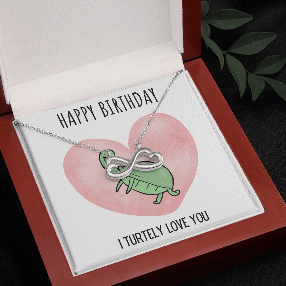 Funny Turtle Endless Love Necklace Happy Birthday Gift For Her, Animal Pun Message Card Jewelry Birthday Present From Him, Dad Joke Gag Gifts For Birthday by Best Gifts 305