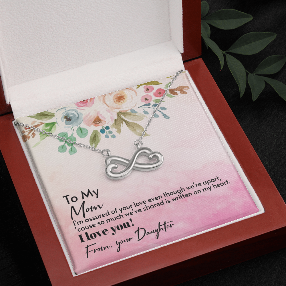 Mom Infinity Heart Necklace Endless Love Gift from Daughter, Gold Finish Sentimental Jewelry for Mother