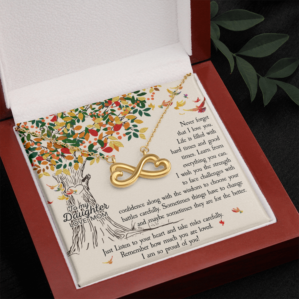 To My Daughter Infinity Heart Necklace Gift from Mom – Inspirational Jewelry for Her Strength & Love