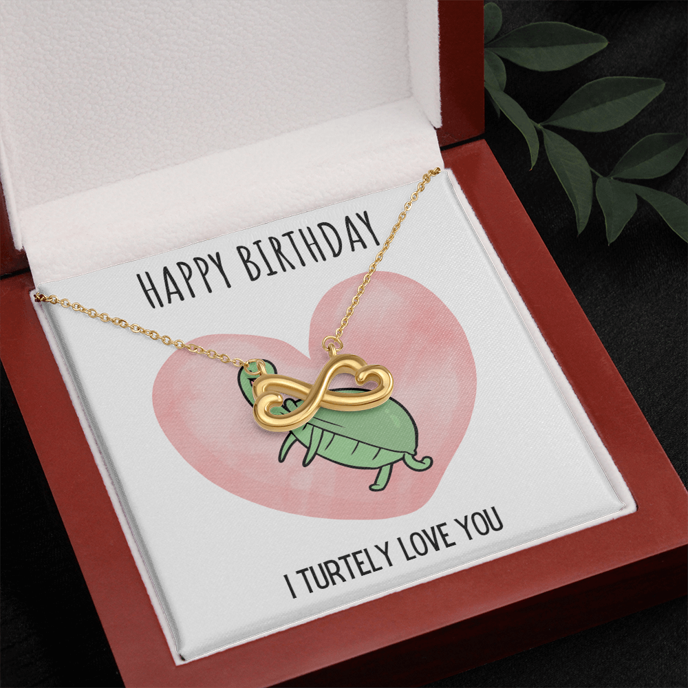Funny Turtle Endless Love Necklace Happy Birthday Gift For Her, Animal Pun Message Card Jewelry Birthday Present From Him, Dad Joke Gag Gifts For Birthday by Best Gifts 305