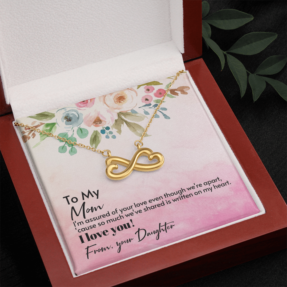 Mom Infinity Heart Necklace Endless Love Gift from Daughter, Gold Finish Sentimental Jewelry for Mother