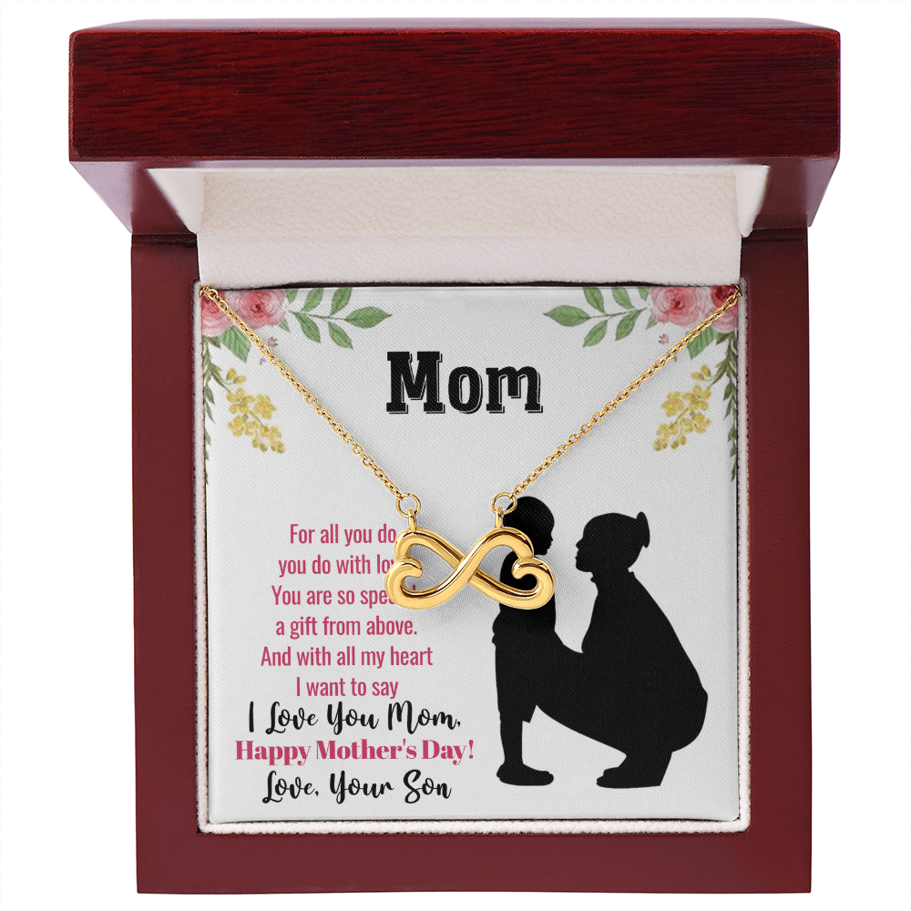 Endless Love Necklace for Mom, Heart Infinity Pendant, Gift for Mother's Day, Birthday, or Anniversary from Son