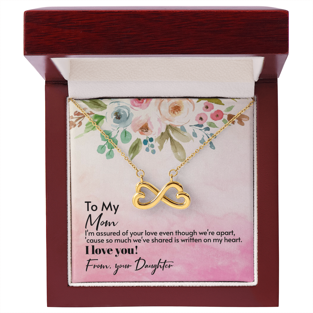 Mom Infinity Heart Necklace Endless Love Gift from Daughter, Gold Finish Sentimental Jewelry for Mother