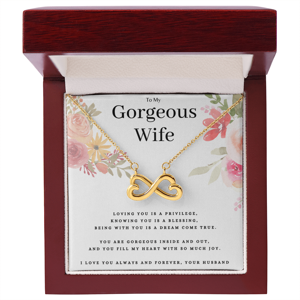 Anniversary Present For Gorgeous Wife, Endless Love Necklace Birthday Jewelry Message Card Gift From Husband, Lovely Valentines Day Necklace Present For Wife, Wife Mothers Day Gift by Best Gifts 305