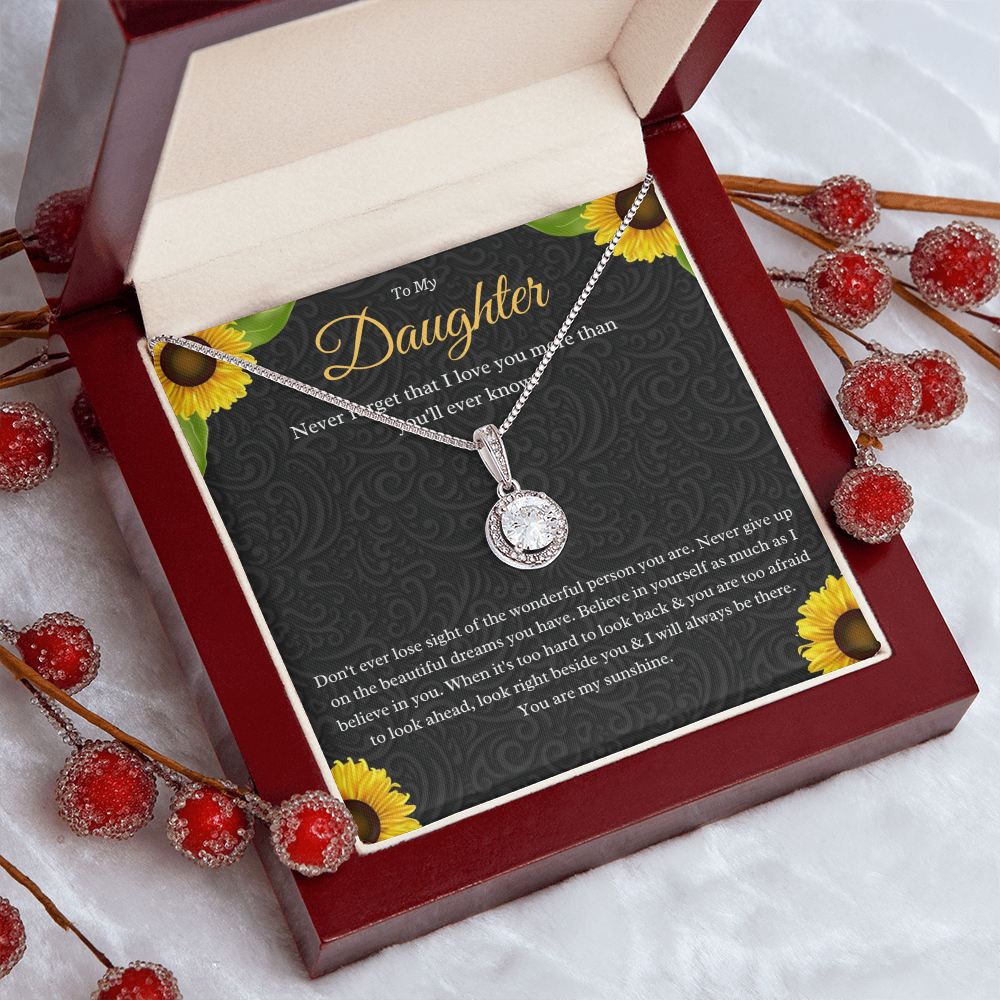 Parent to Daughter Eternal Hope Pendant Necklace – CZ Cushion Cut Gift with Inspirational Message Card