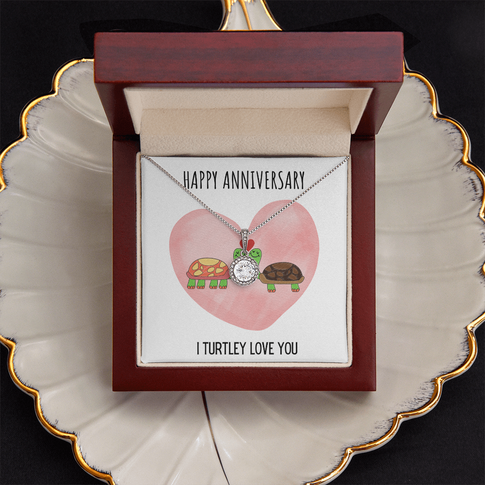 Funny Turtle Anniversary Eternal Hope Necklace Jewelry Gift For Her, Funny Turtle Anniversary Present From Him, Turtley Love You Cute Anniversary Message Card Jewelry, Turtle Puns by Best Gifts 305