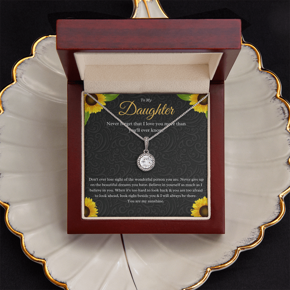 Parent to Daughter Eternal Hope Pendant Necklace – CZ Cushion Cut Gift with Inspirational Message Card