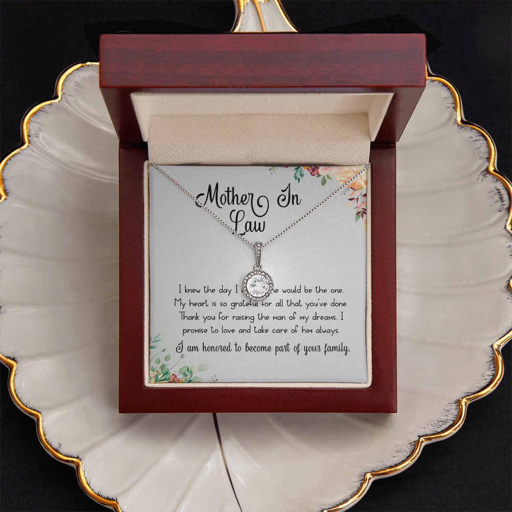 Mother in Law Necklace Gift, Wedding Thank You Jewelry from Daughter in Law, Eternal Hope CZ Pendant