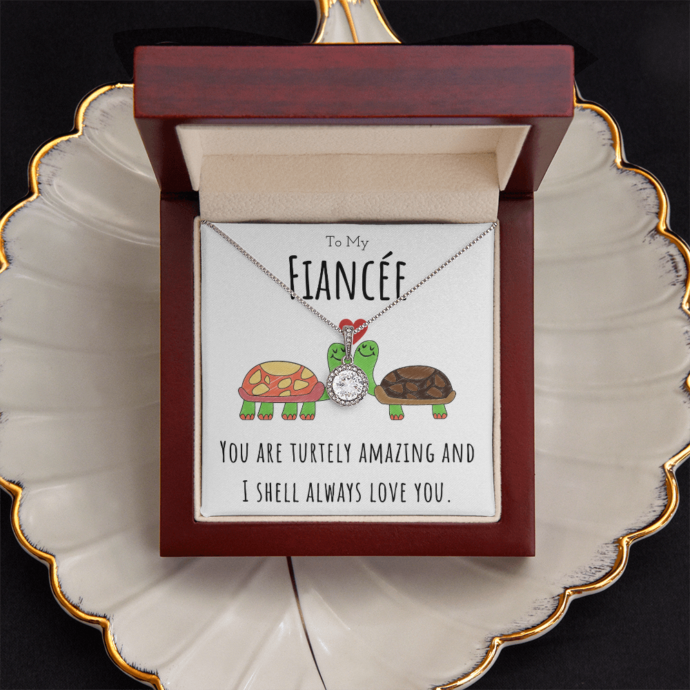 To My Fiancée Funny Turtle Message Card Jewelry Eternal Hope Necklace Gift From Fiancé, Cute Turtle Animal Pun Birthday Gift For Fiancée, Anniversary Present For Her by Best Gifts 305