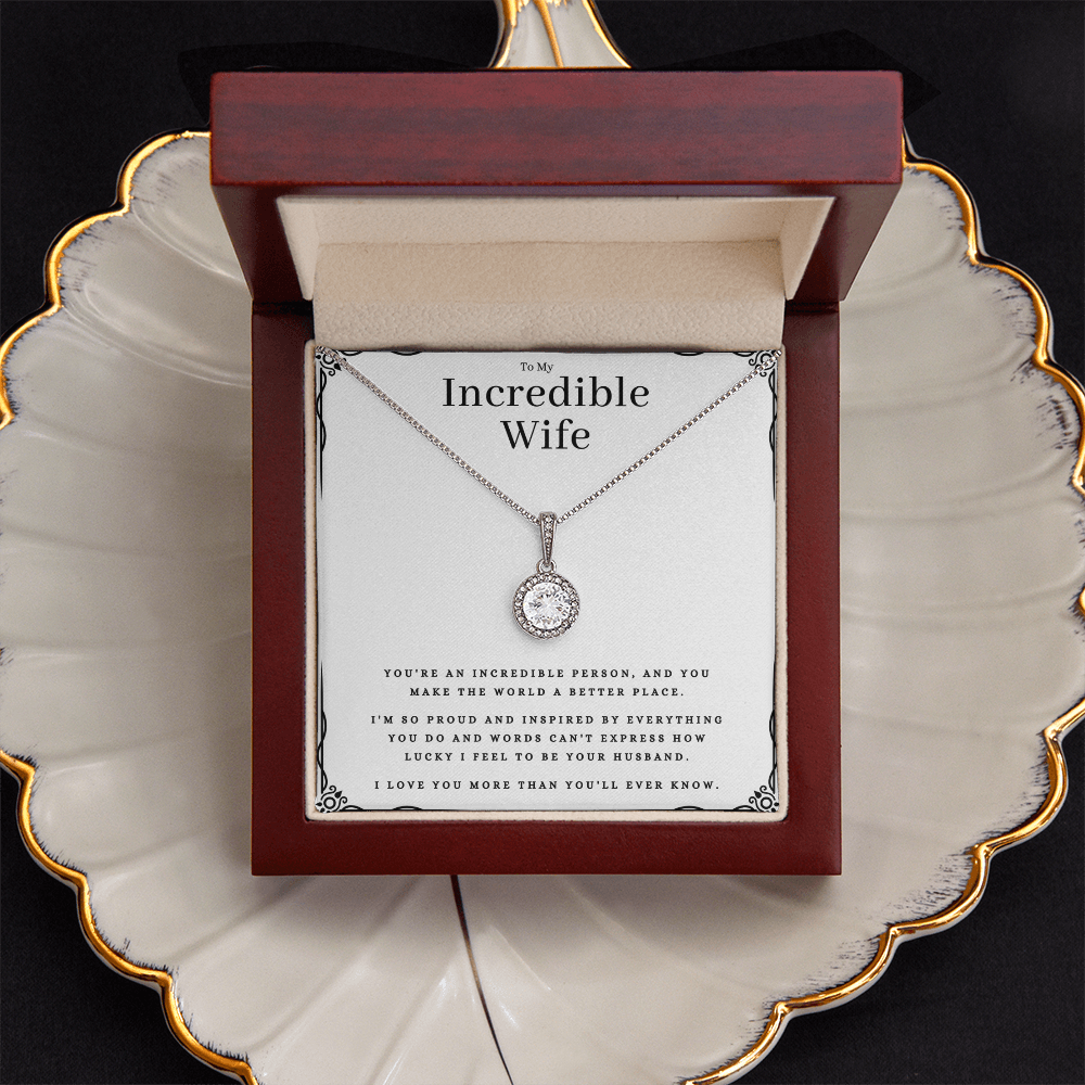 To My Incredible Wife Jewelry Message Card Gift Eternal Hope Necklace Birthday Present From Husband, Incredible Wife Valentines Day Present by Best Gifts 305