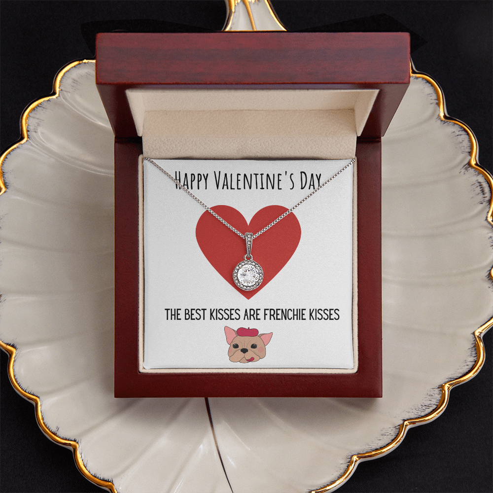 Funny Dog Lover Valentines Day Eternal Hope Necklace Jewelry Gift For Her, Funny French Bulldog V-Day Present From Him, Cute Valentine's Day Message Card Jewelry, Best Frenchie Kisses by Best Gifts 305