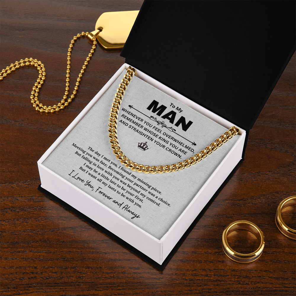 To My Man, Gifts For Husband, Gifts For Boyfriend, Husband Gifts, I Love You Forever And Always - Cuban Link Chain Necklace With Message Card by Best Gifts 305
