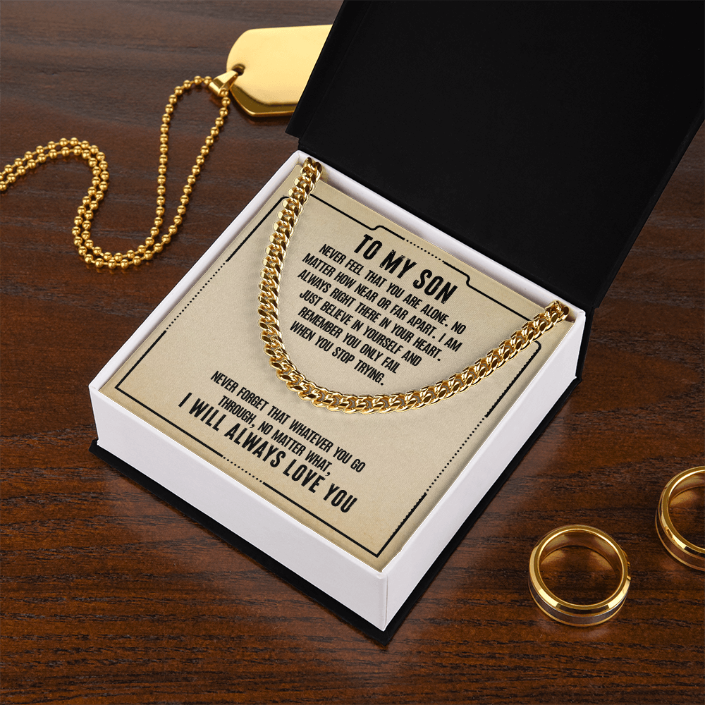 To My Son, Cuban Link Chain Necklace Gift For Son, Believe In Yourself Son, I Love You Son, 18th Birthday Gift Son, Mom To Son Gift Ideas, Father Son Message Card Gift by Best Gifts 305
