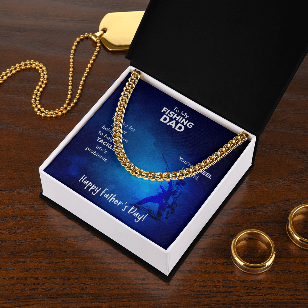 Cuban Link Chain Necklace To My Fishing Dad, Reel Legend Dad, Father's Day Gift Ideas, Best Dad Ever, Gift For Dad From Daughter by Best Gifts 305