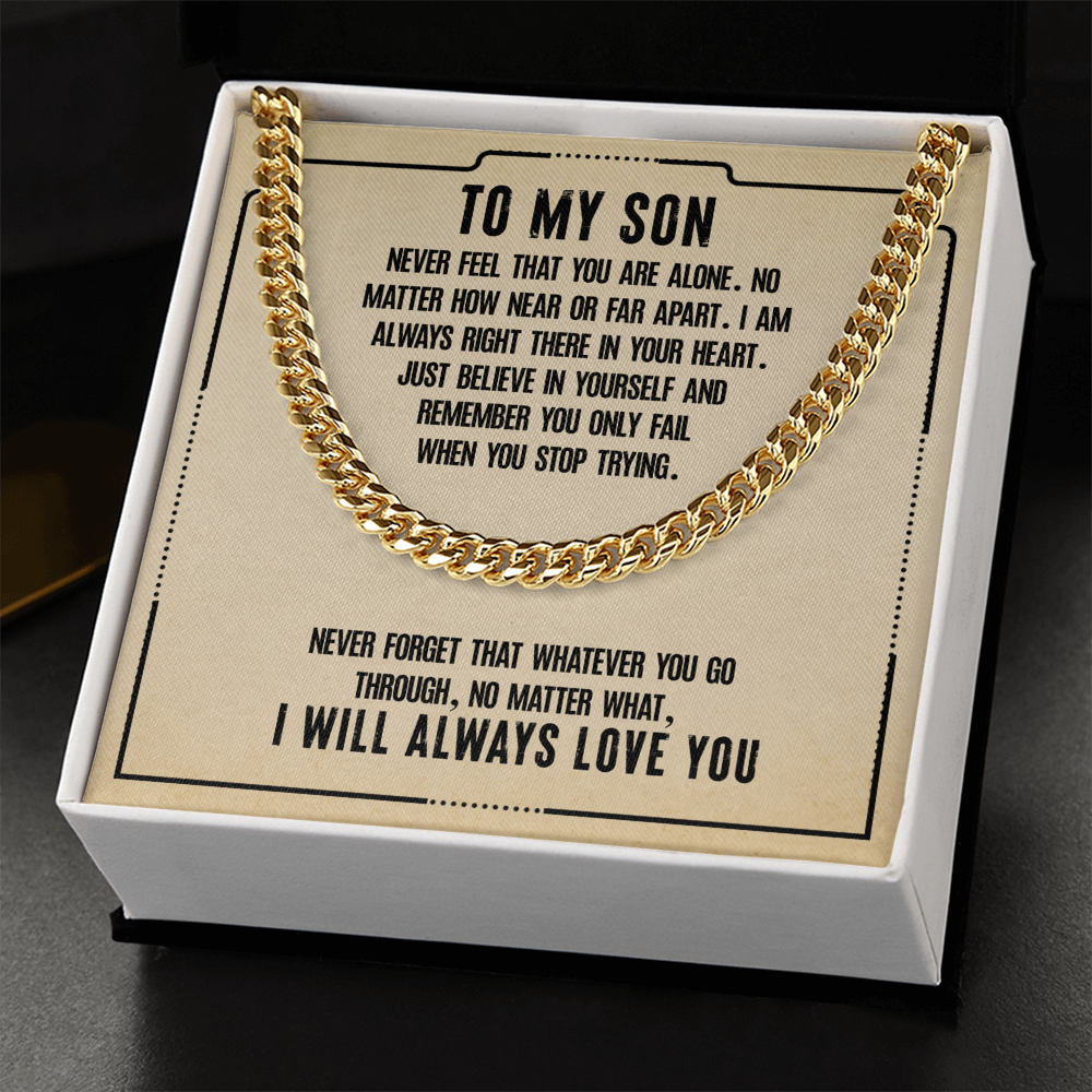 To My Son, Cuban Link Chain Necklace Gift For Son, Believe In Yourself Son, I Love You Son, 18th Birthday Gift Son, Mom To Son Gift Ideas, Father Son Message Card Gift by Best Gifts 305