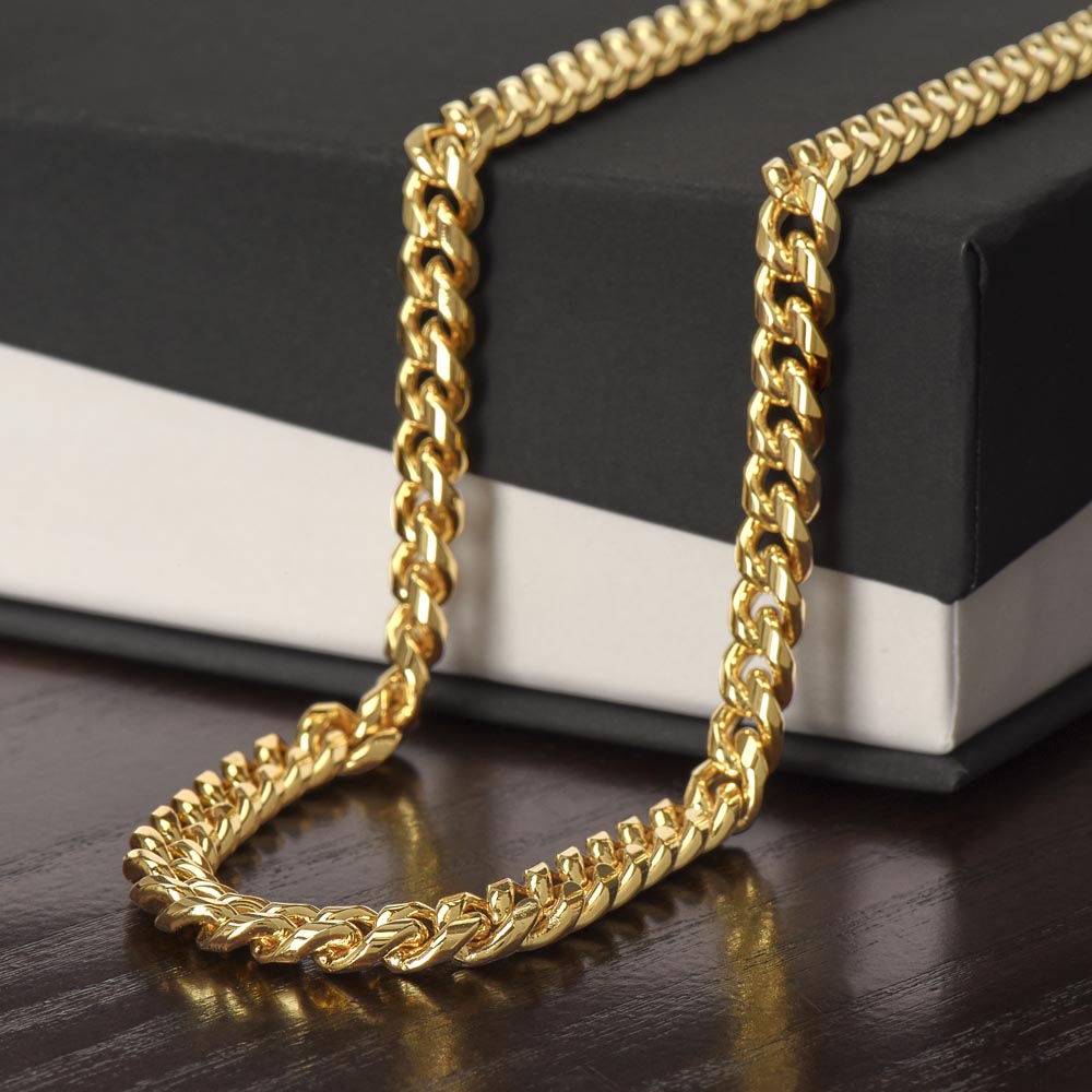 To My Son Cuban Link Chain Necklace from Dad – Inspirational Lion Message Birthday Gift for Son