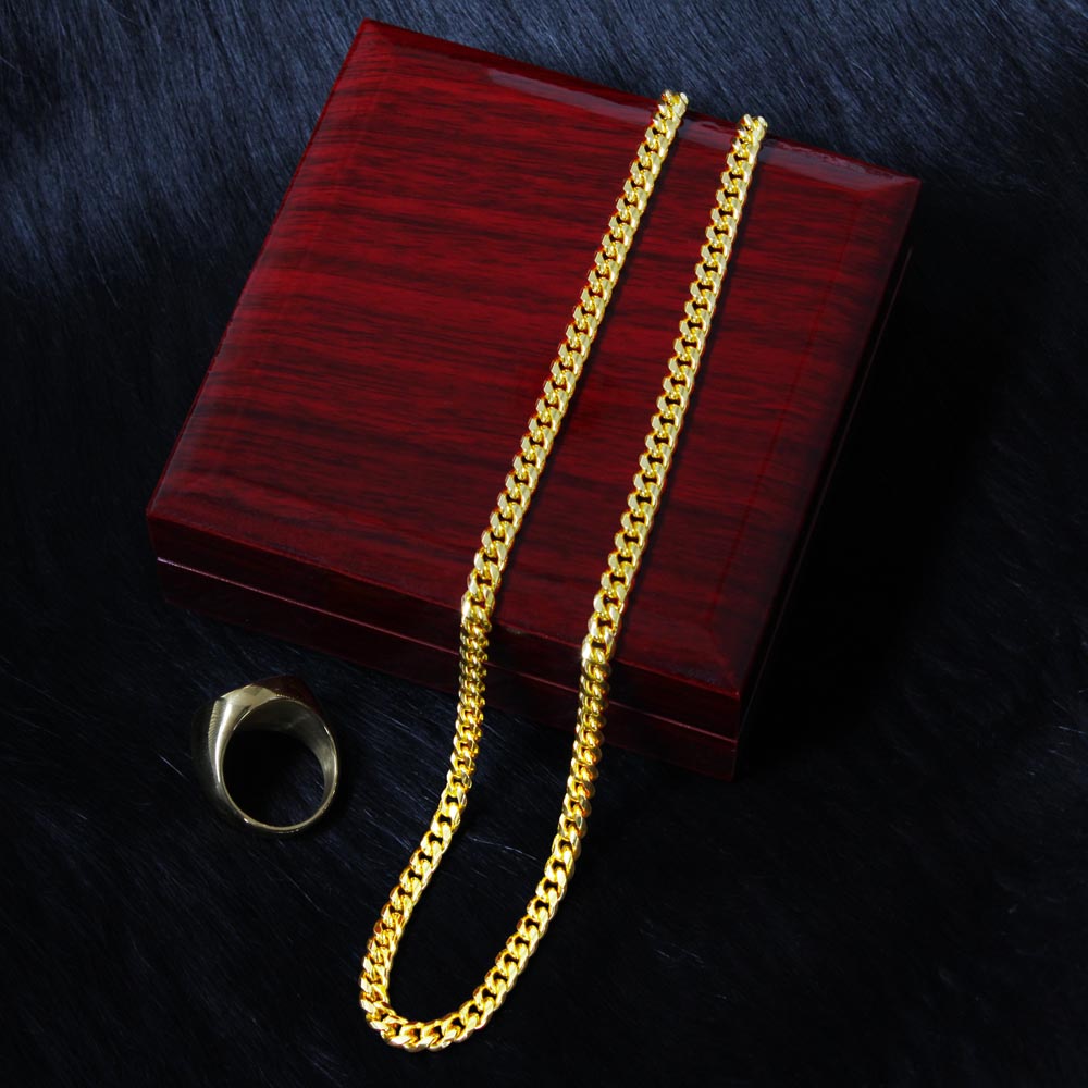 To My Son Cuban Link Chain Necklace from Dad – Inspirational Lion Message Birthday Gift for Son