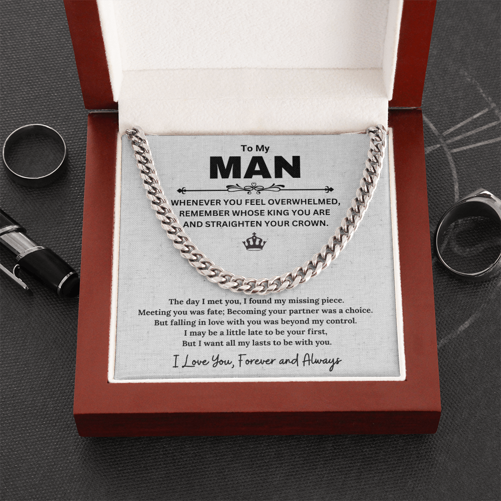 To My Man, Gifts For Husband, Gifts For Boyfriend, Husband Gifts, I Love You Forever And Always - Cuban Link Chain Necklace With Message Card by Best Gifts 305