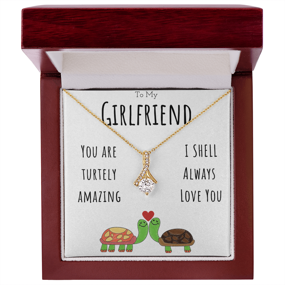 To My Girlfriend Funny Turtle Message Card Jewelry Alluring Beauty Necklace Gift From Boyfriend, Cute Turtle Animal Pun Birthday Gift For Girlfriend, Anniversary Present For Her by Best Gifts 305