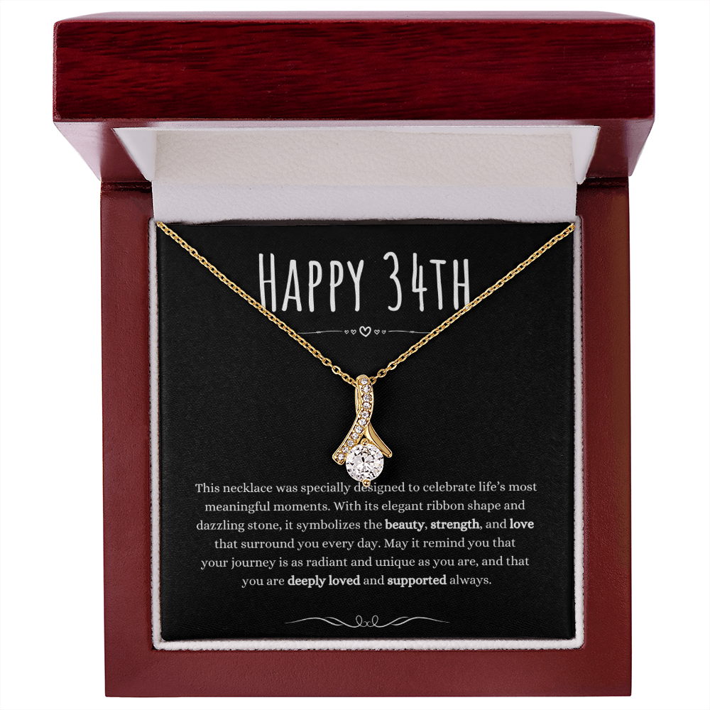 34th Birthday Gift Alluring Beauty Necklace For Woman Turning 34 Meaningful Jewelry Message Card Present by Best Gifts 305
