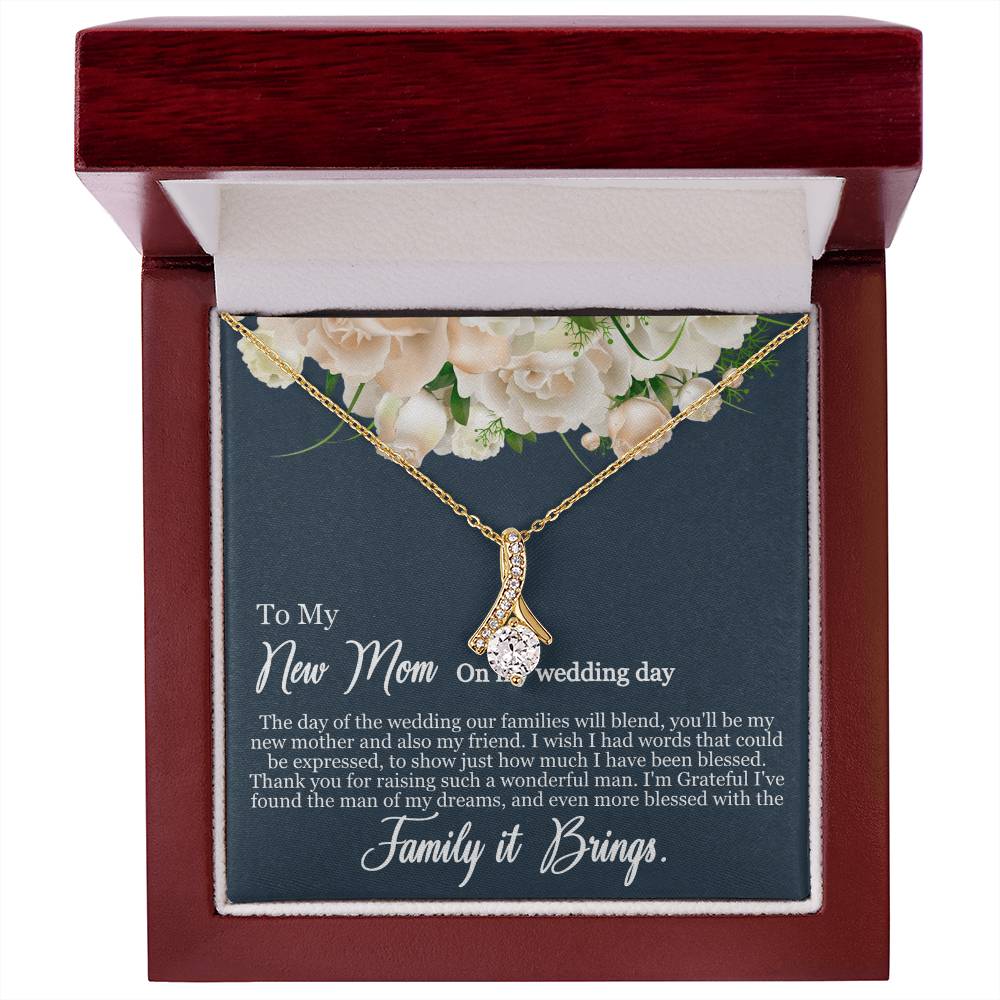 To My New Mom, Mom In Law Wedding Gift From Bride, Jewelry For Mother of the Groom - Alluring Beauty Necklace With Heartfelt Message Card