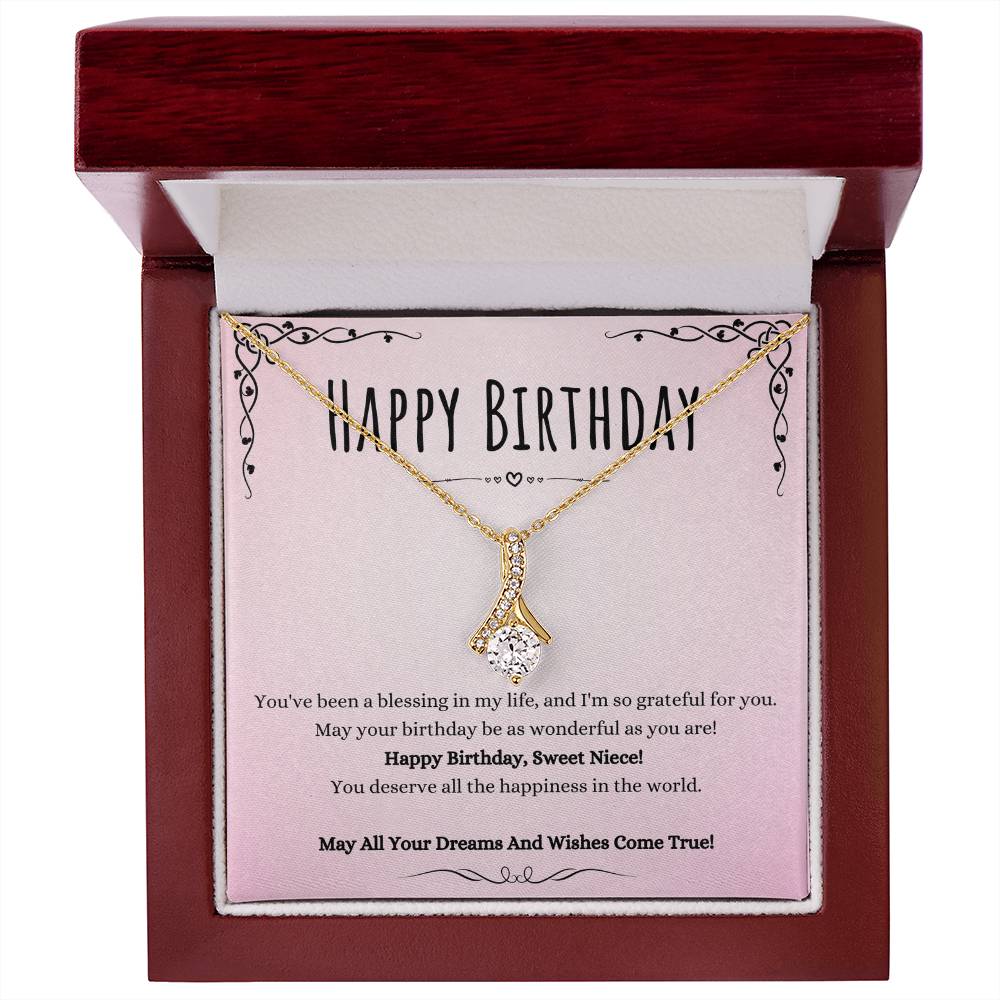 Niece Birthday Message Necklace Gift From Aunt And Uncle, Wonderful Niece Message Jewelry Alluring Beauty Pendant Present by Best Gifts 305
