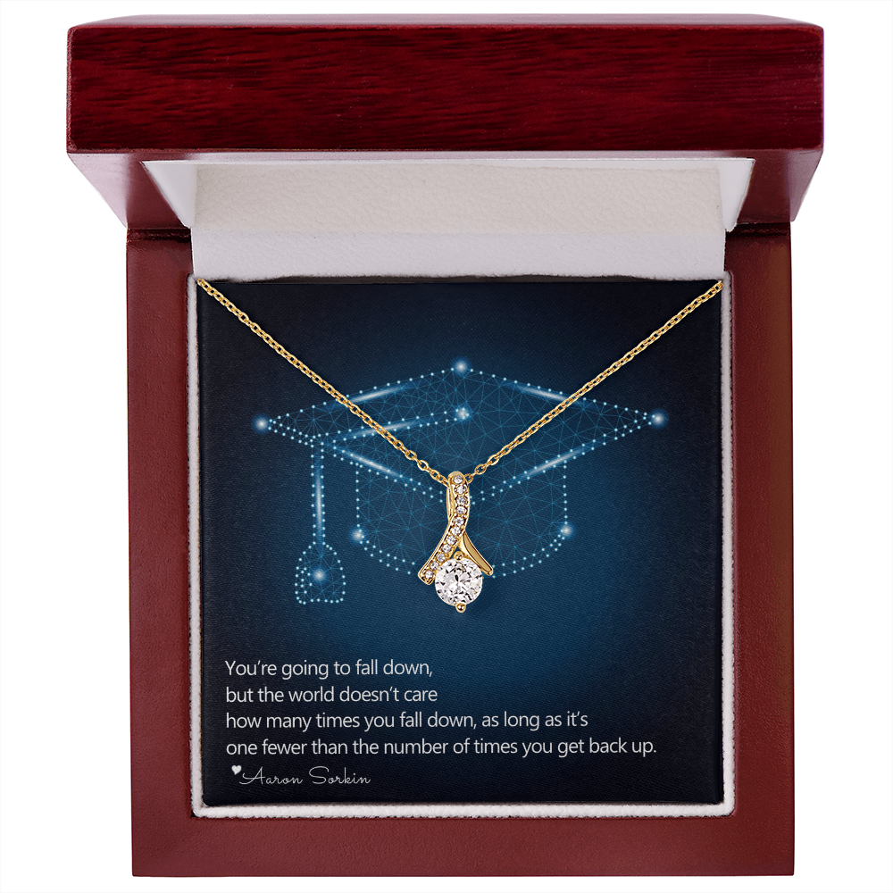 Daughter Graduation Necklace Gift – Inspirational Quote Jewelry from Mom or Dad, Alluring Beauty Pendant