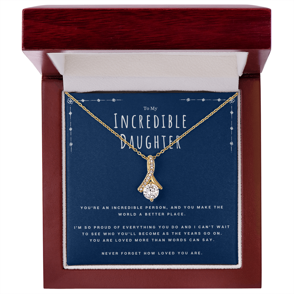Gift for Daughter from Mom or Dad – Alluring Beauty Necklace with Message Card | Inspirational Jewelry for Her