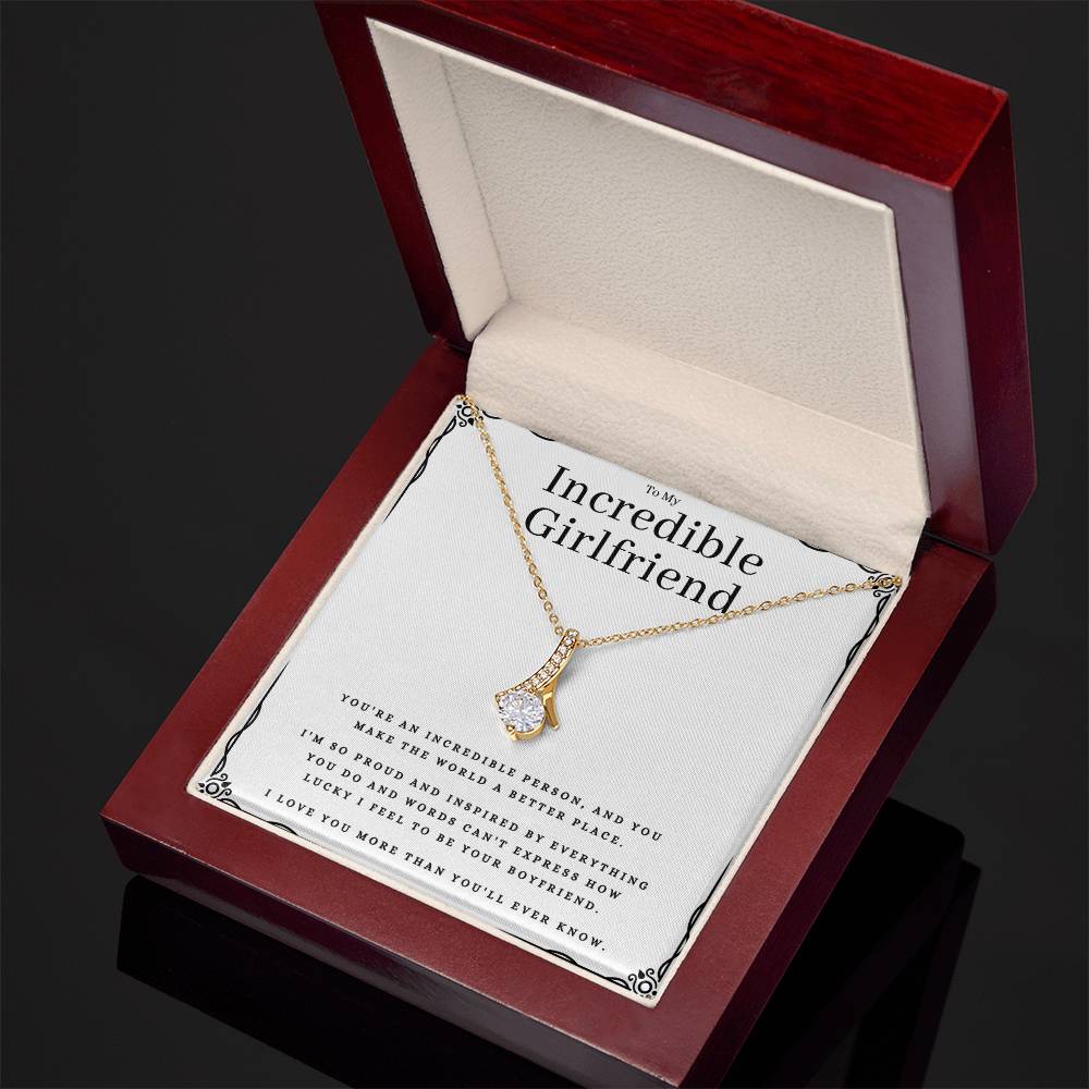 To My Incredible Fiancée Jewelry Message Card Gift Alluring Beauty Necklace Birthday Present From Fiancé, Incredible Fiancée Valentines Day Present by Best Gifts 305