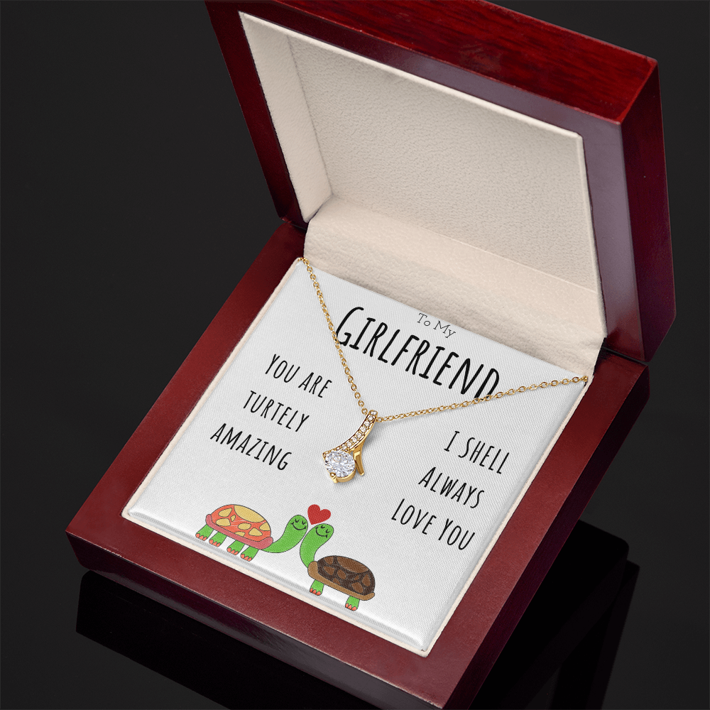 To My Girlfriend Funny Turtle Message Card Jewelry Alluring Beauty Necklace Gift From Boyfriend, Cute Turtle Animal Pun Birthday Gift For Girlfriend, Anniversary Present For Her by Best Gifts 305