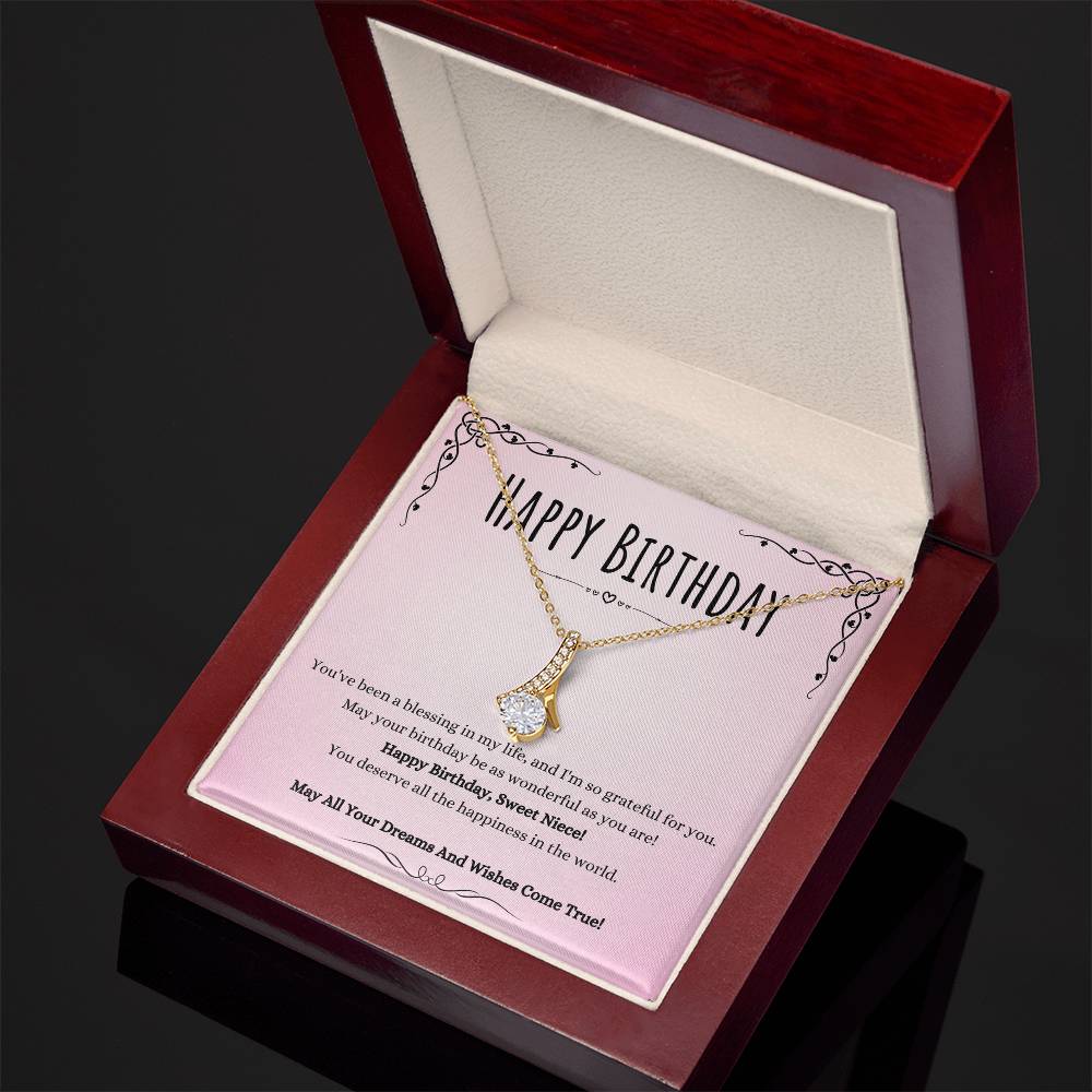 Niece Birthday Message Necklace Gift From Aunt And Uncle, Wonderful Niece Message Jewelry Alluring Beauty Pendant Present by Best Gifts 305