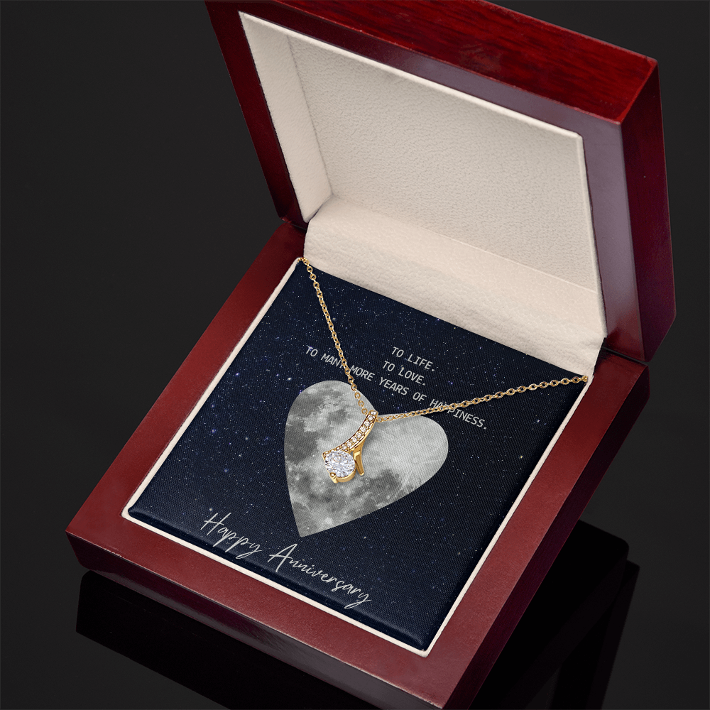 Anniversary Necklace for Wife – Alluring Beauty Ribbon Pendant, Romantic Gift from Husband for Happy Anniversary