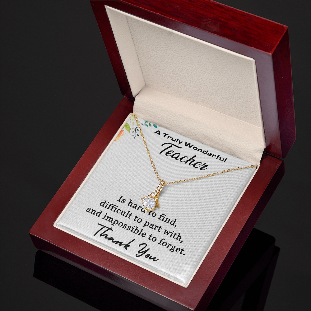 Teacher Thank You Necklace – Gift for Teacher from Student, Elegant CZ Pendant for Teacher Appreciation