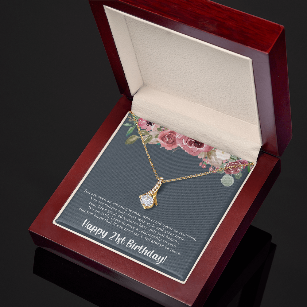 Birthday Gift For Her, Happy 21st Birthday, 21st Birthday, You Are Such An Amazing Woman - Alluring Beauty Necklace With Sweet Greeting Card by Best Gifts 305