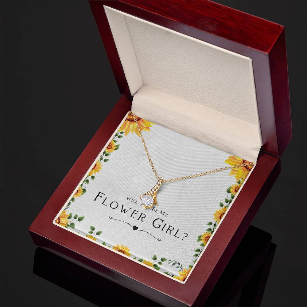 Flower Girl Proposal Gift, Will You Be My Flower Girl, Flower Girl Gift From Bride, Religious Gift - Alluring Beauty Necklace with Cute Message Card by Best Gifts 305