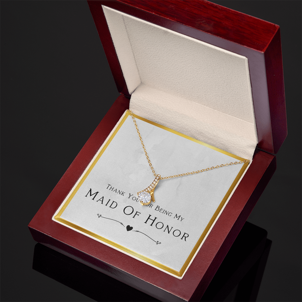 Maid Of Honor Gift, From Bride, Thank You For Being My Maid Of Honor, Day Of Wedding Gift - Alluring Beauty Necklace with Message Card by Best Gifts 305