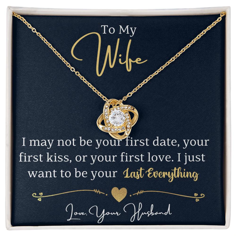 Love Knot necklace gift for wife, 18K Yellow Gold Finish / Standard Box