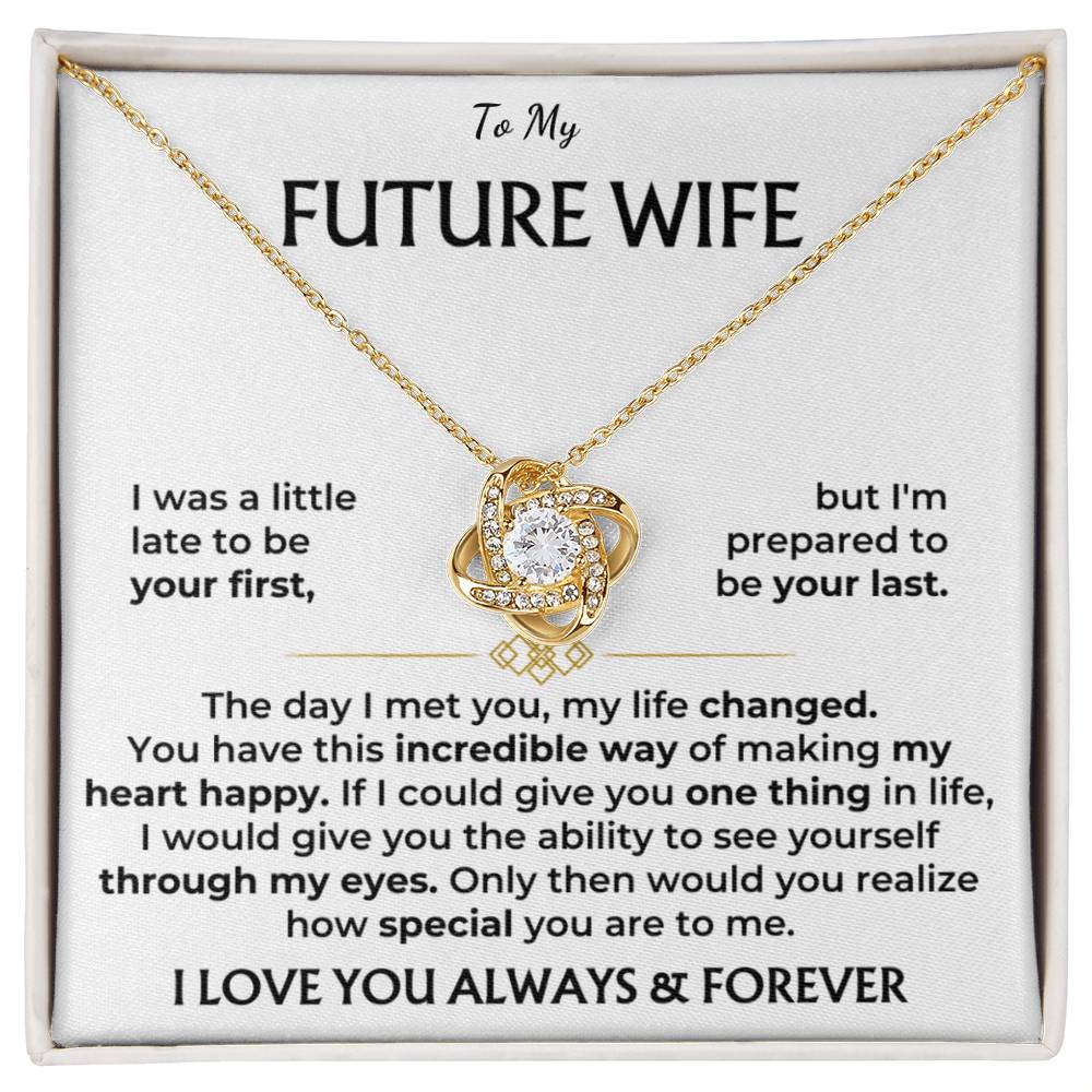 Love Knot necklace gift for wife, 18K Yellow Gold Finish / Standard Box