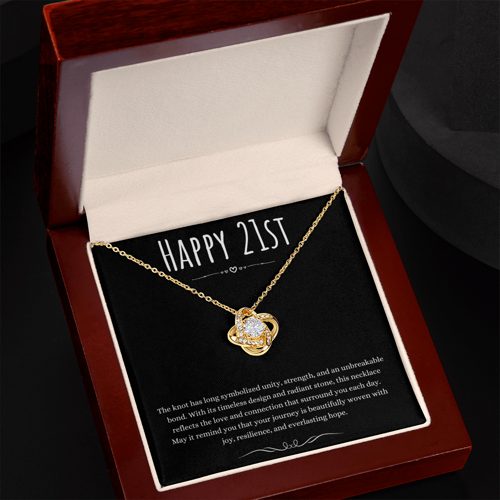 21st Birthday Gift Love Knot Necklace For Woman Turning 21 Meaningful Jewelry Message Card Present by Best Gifts 305
