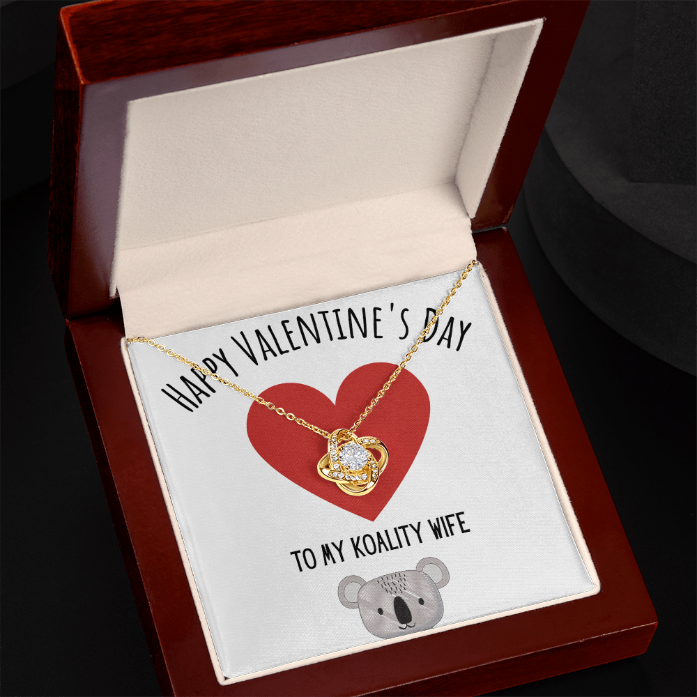 Funny Koala Valentines Day Love Knot Necklace Jewelry Gift For Wife, Funny Wife V-Day Present From Husband, Cute Valentine's Day Message Card Jewelry by Best Gifts 305