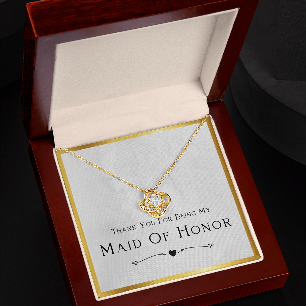Maid Of Honor Gift, From Bride, Thank You For Being My Maid Of Honor, Day Of Wedding Gift - Love Knot Necklace with Message Card by Best Gifts 305