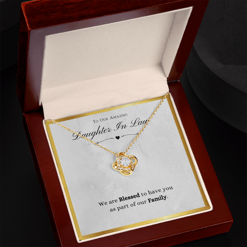 Daughter In Law Gift, From Mother In Law, Blessed To Have You As Family, Future Daughter In Law Gift - Love Knot Necklace With Message Card by Best Gifts 305