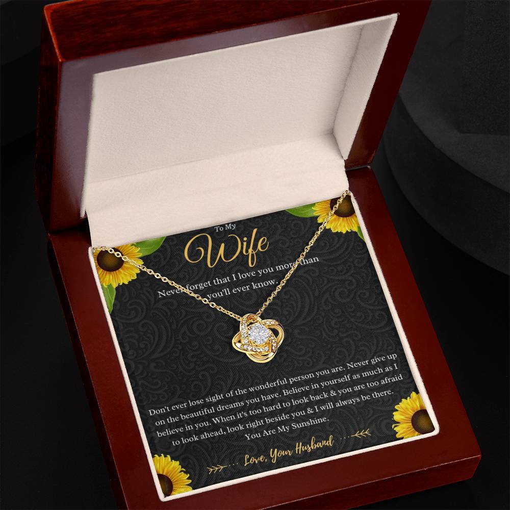 To My Wife Love Knot Necklace Gift From Husband, Wife Anniversary Present, Wife Valentines Day Message Card Jewelry Gift For Birthday by Best Gifts 305