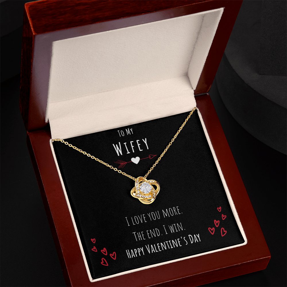 To My Wifey I Love You More Love Knot Necklace Jewelry Message Card Valentines Day Gift For Her From Husband by Best Gifts 305
