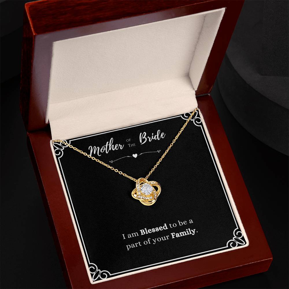 Mother Of The Bride Gift, From Groom, Blessed To Be Part Of Your Family - Love Knot Necklace With Message Card by Best Gifts 305