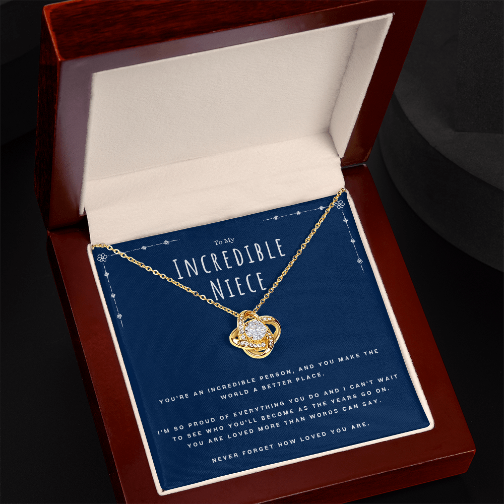Aunt To Niece Unique Personal Message Love Knot Necklace Gift, Beautiful Birthday Gifts For Niece, Niece Graduation Present From Proud Auntie by Best Gifts 305