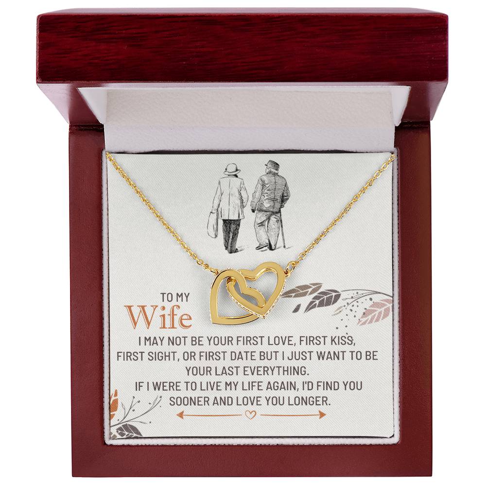 Interlocking Hearts necklace gift for wife, printed message design