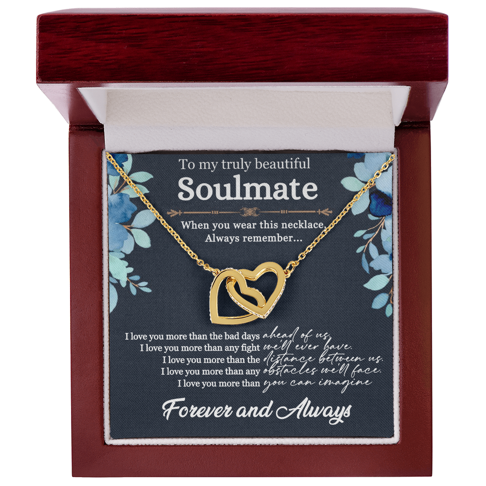 Soulmate Necklace for Her – Interlocking Hearts CZ Pendant, Romantic Gift for Girlfriend or Wife